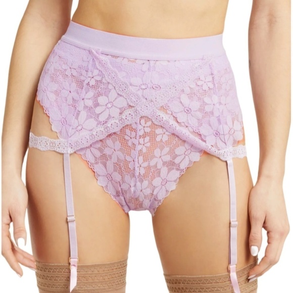 KIB KILO BRAVA Sexy Garter Belt 'Sweet Hitchhiker' Floral Lace Strappy Stretch - Picture 1 of 12